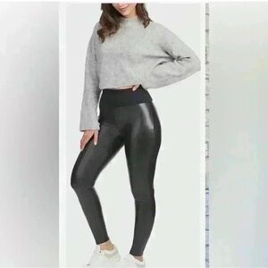 ASSETS by SPANX Women's All Over Faux Leather Leggings Black